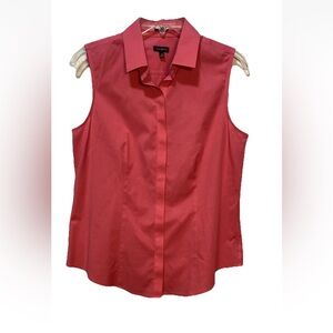 TALBOTS Sleeveless Non-Iron Perfect Shirt Picnic Pink  Stretch Size 8 NWOT